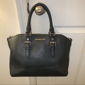 Black leather michael kors satchel
